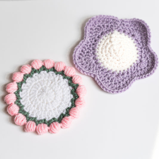 Floral Crochet Coaster Set